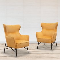 High Back Waiting Room Chair | Mustard Velvet | Alpha