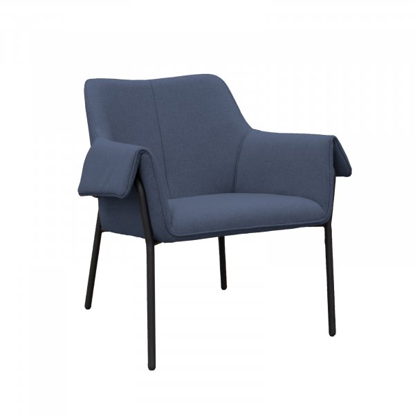 Reception Arm Chair | Mid-Blue | Black Frame | Liana