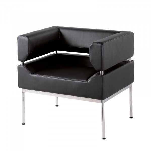 1 Seater Tub Chair | 720mm Wide | Faux Leather | Black | Stainless Steel Frame | Benotto