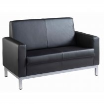 2 Seater Sofa | 1340mm Wide | Leather Faced | Black | Helsinki