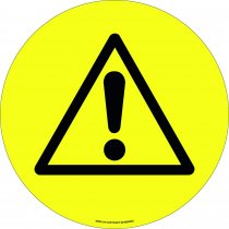 PROline Floor Sign | Black Triangle with '!' | 430mm Diameter | Anti Slip Vinyl Sticker With Self Adhesive Backing