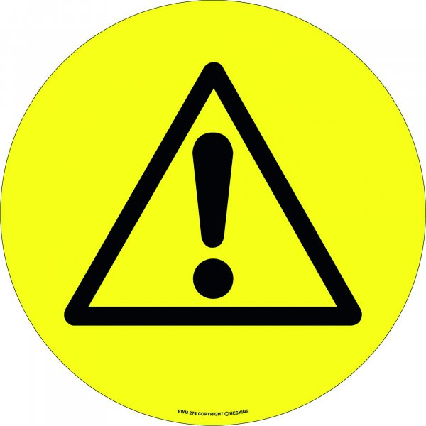 PROline Floor Sign | Black Triangle with '!' | 430mm Diameter | Anti Slip Vinyl Sticker With Self Adhesive Backing
