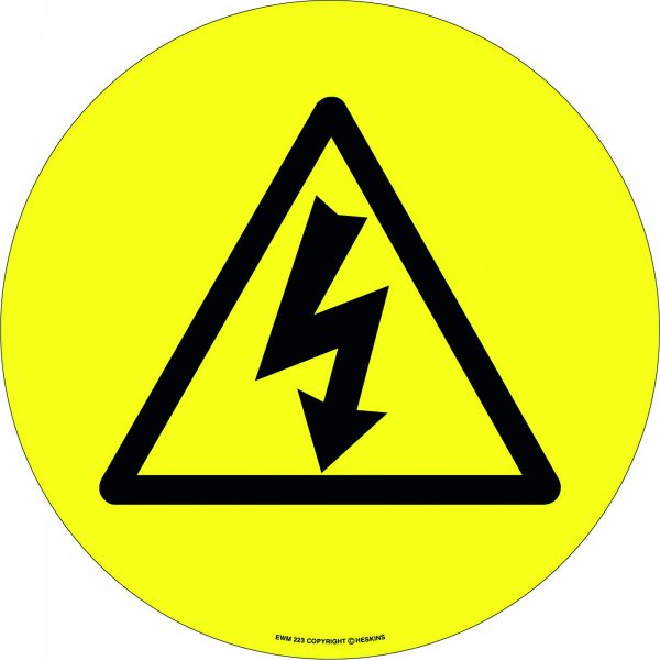PROline Floor Sign | Electrical Danger | 430mm Diameter | Anti Slip Vinyl Sticker With Self Adhesive Backing