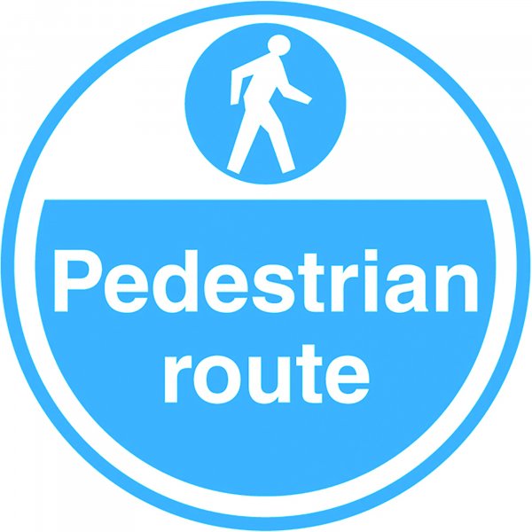 PROline Floor Sign | Pedestrian Route | 450mm | Anti Slip Vinyl Sticker With Self Adhesive Backing