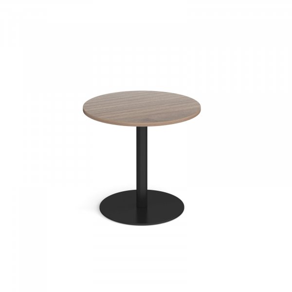 Circular Café Table | 800 x 800mm | 725mm High | Barcelona Walnut | Round Black Base | Monza