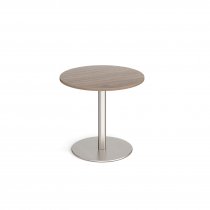Circular Café Table | 800 x 800mm | 725mm High | Barcelona Walnut | Round Brushed Steel Base | Monza