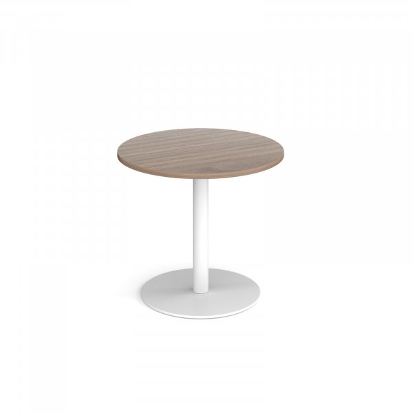 Circular Café Table | 800 x 800mm | 725mm High | Barcelona Walnut | Round White Base | Monza