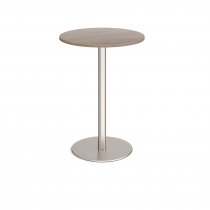 Circular Poseur Table | 800 x 800mm | 1100mm High | Barcelona Walnut | Round Brushed Steel Base | Monza