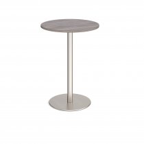 Circular Poseur Table | 800 x 800mm | 1100mm High | Grey Oak | Round Brushed Steel Base | Monza