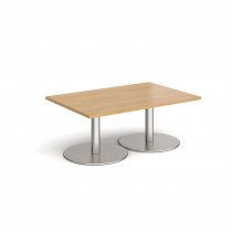 Rectangular Coffee Table | 1200 x 800mm | 490mm High | Oak | Round Brushed Steel Bases | Monza
