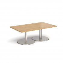 Rectangular Coffee Table | 1400 x 800mm | 490mm High | Oak | Round Brushed Steel Bases | Monza