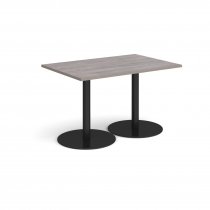 Rectangular Café Table | 1200 x 800mm | 725mm High | Grey Oak | Round Black Bases | Monza