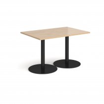 Rectangular Café Table | 1200 x 800mm | 725mm High | Kendal Oak | Round Black Bases | Monza