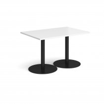 Rectangular Café Table | 1200 x 800mm | 725mm High | White | Round Black Bases | Monza