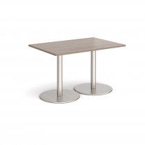 Rectangular Café Table | 1200 x 800mm | 725mm High | Barcelona Walnut | Round Brushed Steel Bases | Monza