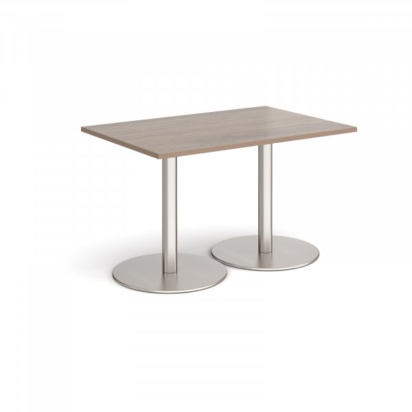 Rectangular Café Table | 1200 x 800mm | 725mm High | Barcelona Walnut | Round Brushed Steel Bases | Monza