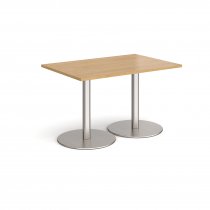 Rectangular Café Table | 1200 x 800mm | 725mm High | Oak | Round Brushed Steel Bases | Monza