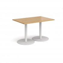 Rectangular Café Table | 1200 x 800mm | 725mm High | Oak | Round White Bases | Monza