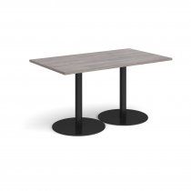 Rectangular Café Table | 1400 x 800mm | 725mm High | Grey Oak | Round Black Bases | Monza