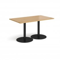 Rectangular Café Table | 1400 x 800mm | 725mm High | Oak | Round Black Bases | Monza