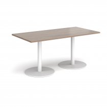 Rectangular Café Table | 1600 x 800mm | 725mm High | Barcelona Walnut | Round White Bases | Monza