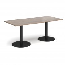 Rectangular Café Table | 1800 x 800mm | 725mm High | Barcelona Walnut | Round Black Bases | Monza
