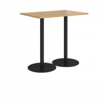 Rectangular Poseur Table | 1200 x 800mm | 1100mm High | Oak | Round Black Bases | Monza