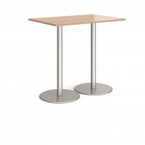Rectangular Poseur Table | 1200 x 800mm | 1100mm High | Beech | Round Brushed Steel Bases | Monza