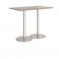Rectangular Poseur Table | 1400 x 800mm | 1100mm High | Barcelona Walnut | Round Brushed Steel Bases | Monza