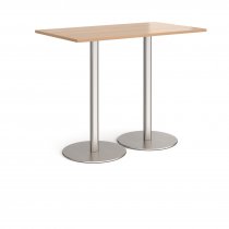 Rectangular Poseur Table | 1400 x 800mm | 1100mm High | Beech | Round Brushed Steel Bases | Monza