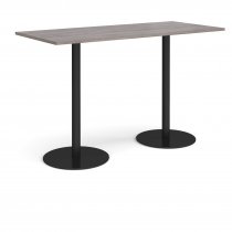 Rectangular Poseur Table | 1800 x 800mm | 1100mm High | Grey Oak | Round Black Bases | Monza