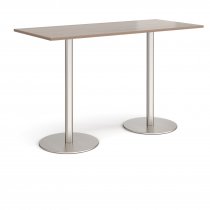 Rectangular Poseur Table | 1800 x 800mm | 1100mm High | Barcelona Walnut | Round Brushed Steel Bases | Monza