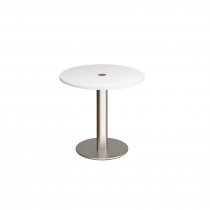 Power Ready Café Table | 800 x 800mm | 725mm High | White | White Power Module | Monza