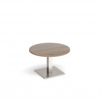 Circular Coffee Table | 800 x 800mm | 490mm High | Barcelona Walnut | Square Brushed Steel Base | Brescia