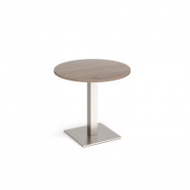 Circular Café Table | 800 x 800mm | 725mm High | Barcelona Walnut | Square Brushed Steel Base | Brescia