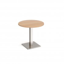 Circular Café Table | 800 x 800mm | 725mm High | Beech | Square Brushed Steel Base | Brescia