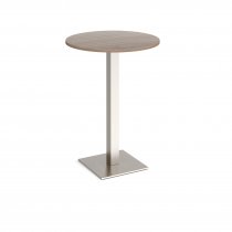 Circular Poseur Table | 800 x 800mm | 1100mm High | Barcelona Walnut | Square Brushed Steel Base | Brescia
