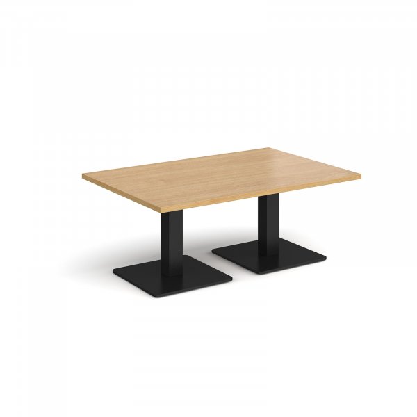 Rectangular Coffee Table | 1200 x 800mm | 490mm High | Oak | Square Black Steel Bases | Brescia