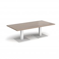 Rectangular Coffee Table | 1600 x 800mm | 490mm High | Barcelona Walnut | Square White Steel Bases | Brescia