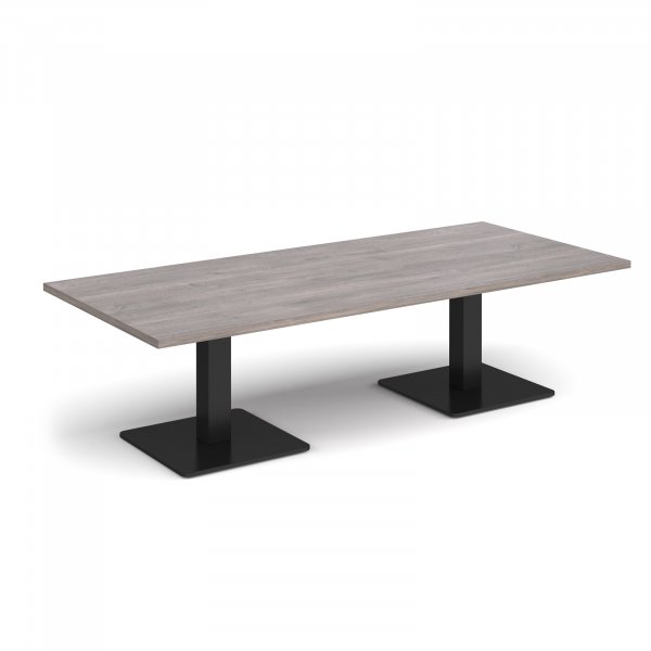 Rectangular Coffee Table | 1800 x 800mm | 490mm High | Grey Oak | Square Black Steel Bases | Brescia