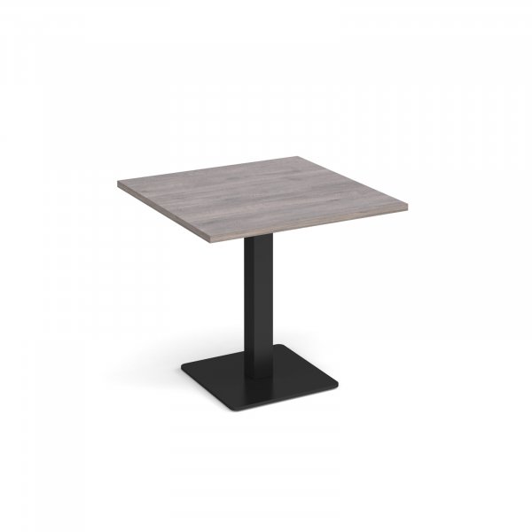 Square Café Table | 800 x 800mm | 725mm High | Grey Oak | Square Black Base | Brescia