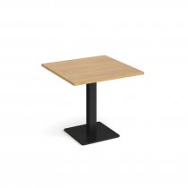 Square Café Table | 800 x 800mm | 725mm High | Oak | Square Black Base | Brescia