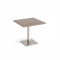 Square Café Table | 800 x 800mm | 725mm High | Barcelona Walnut | Square Brushed Steel Base | Brescia