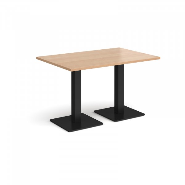Rectangular Café Table | 1200 x 800mm | 725mm High | Beech | Square Black Steel Bases | Brescia