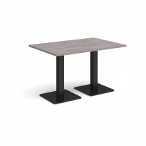 Rectangular Café Table | 1200 x 800mm | 725mm High | Grey Oak | Square Black Steel Bases | Brescia