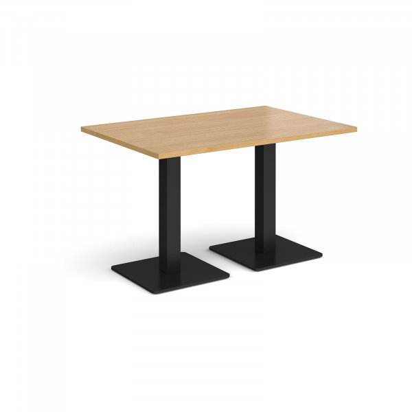 Rectangular Café Table | 1200 x 800mm | 725mm High | Oak | Square Black Steel Bases | Brescia