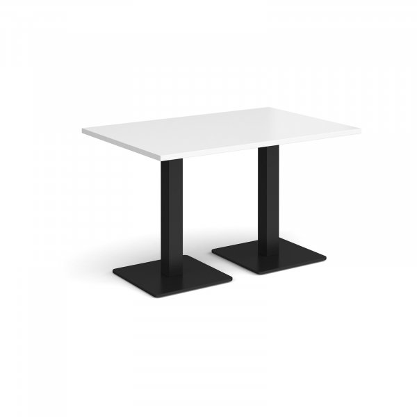 Rectangular Café Table | 1200 x 800mm | 725mm High | White | Square Black Steel Bases | Brescia