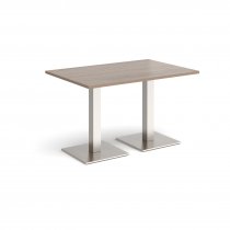 Rectangular Café Table | 1200 x 800mm | 725mm High | Barcelona Walnut | Square Brushed Steel Bases | Brescia