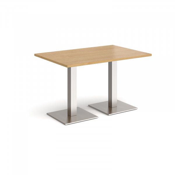 Rectangular Café Table | 1200 x 800mm | 725mm High | Oak | Square Brushed Steel Bases | Brescia