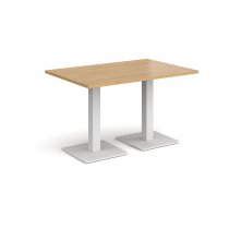 Rectangular Café Table | 1200 x 800mm | 725mm High | Oak | Square White Steel Bases | Brescia